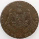 1790 copper halfpenny token, George Prince of Wales. UK P&P Group 0 (£6+VAT for the first lot and £