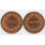 Two copper Jeton tokens of Queen Victoria. UK P&P Group 0 (£6+VAT for the first lot and £1+VAT for