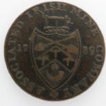 1789 Cronebane halfpenny token, Associated Irish Mine Company. UK P&P Group 0 (£6+VAT for the