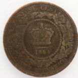 1864 New Brunswick one cent of Queen Victoria. UK P&P Group 0 (£6+VAT for the first lot and £1+VAT