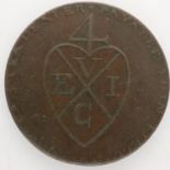 1793 copper halfpenny token, Tea Dealer (EIC). UK P&P Group 0 (£6+VAT for the first lot and £1+VAT