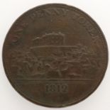 1812 penny token - Nottingham - J Fellows. UK P&P Group 0 (£6+VAT for the first lot and £1+VAT for