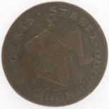 1733 Isle of Man halfpenny. UK P&P Group 0 (£6+VAT for the first lot and £1+VAT for subsequent lots)