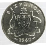 1942 Australian silver sixpence of George VI. UK P&P Group 0 (£6+VAT for the first lot and £1+VAT