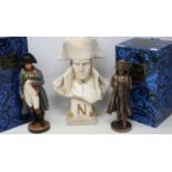 Napoleonic Wars: Two boxed figures of Napoleon by Studio Collection, with a large composite bust, H: