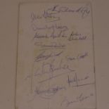 Sporting club menu September 1975 signed Bill Shankly, Tommy Docherty, Steve Coppell, Alex Sterny