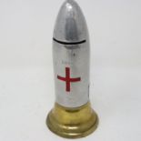 WWI British Red Cross shell-form commemorative money bank, originally sold for the organisation,