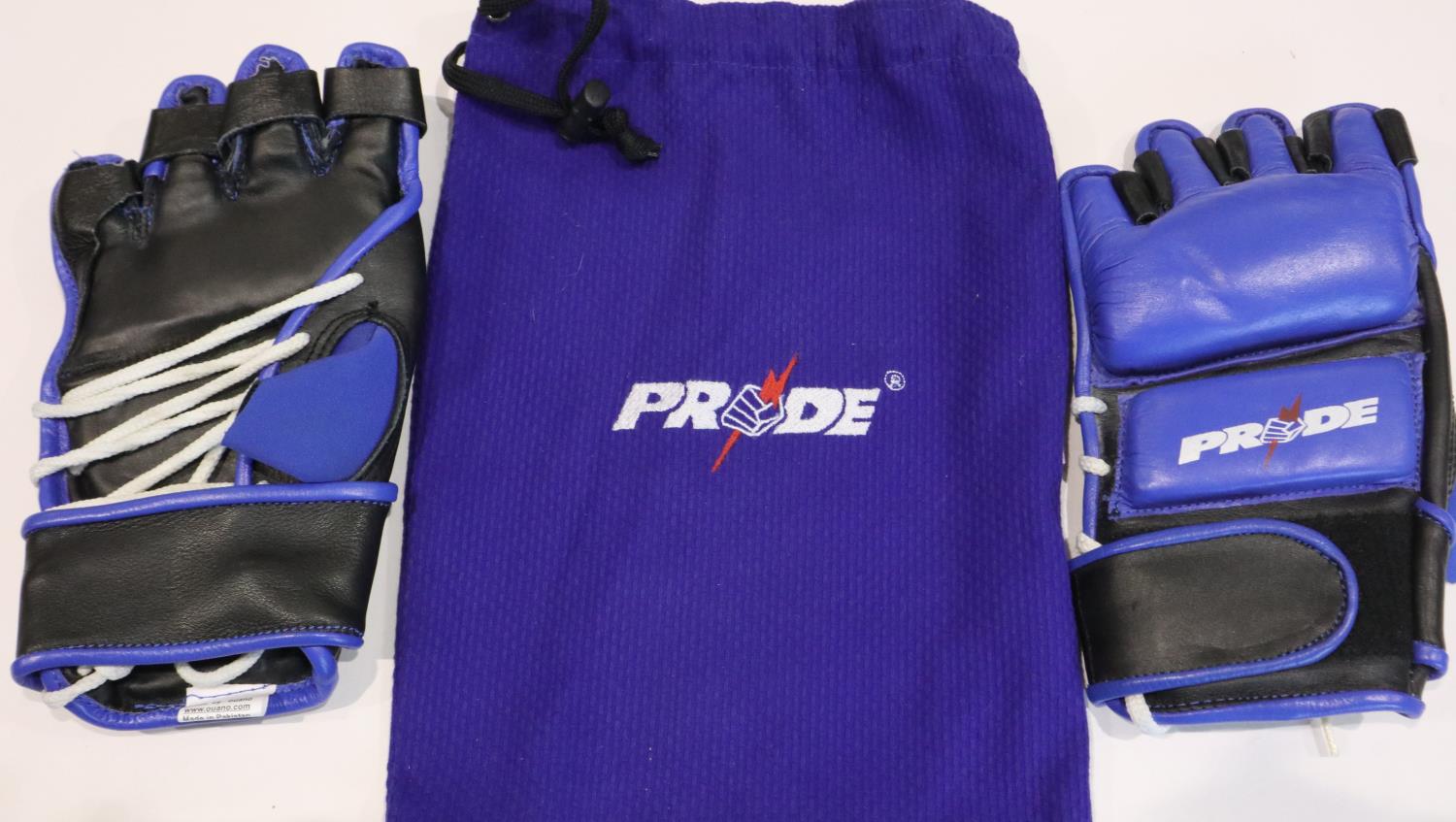 Pair of Pride UFC fighting gloves with bag. UK P&P Group 1 (£16+VAT for the first lot and £2+VAT for