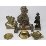 Napoleonic Wars: brass and cast metal figures, ashtrays and other collectables, including a large
