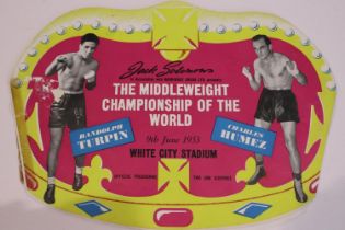 Randolph Turpin V Charles Humez 1958 world middleweight championship programme. UK P&P Group 1 (£