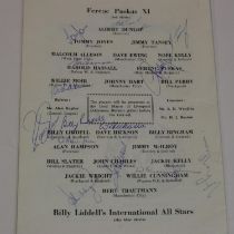 Singed programmes ference puska XI vs Billy Liddell's international all stars may 1967 sigs