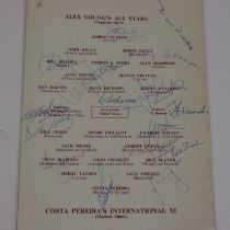 Signed programmes costa Pereira international XI vs Alex Youngs all stars april 1969 sigs include