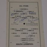Signed programmes Billy Liddell international all stars vs south Liverpool April 1965 sigs