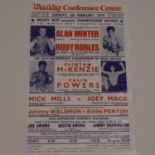 February 1979 boxing flyer for Wembley Conference Centre, Alan Minter V Rudy Robles. Also