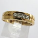 9ct gold band ring set with diamonds, size L, 1.2g. UK P&P Group 0 (£6+VAT for the first lot and £