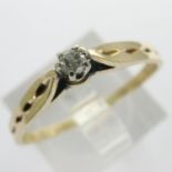 9ct gold diamond set solitaire ring, size Q, 1.4g. UK P&P Group 0 (£6+VAT for the first lot and £1+