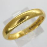 22ct gold wedding band, size P, 4.8g. UK P&P Group 1 (£16+VAT for the first lot and £2+VAT for