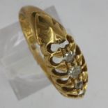18ct gold ring set with diamonds, lacking one stone, size N/O, 2.3g. UK P&P Group 1 (£16+VAT for the