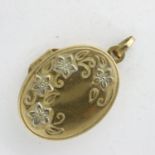 9ct gold locket pendant, H: 30 mm, 1.7g. UK P&P Group 1 (£16+VAT for the first lot and £2+VAT for