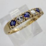 9ct gold ring set with sapphires and cubic zirconia, size K, 1.3g. UK P&P Group 1 (£16+VAT for the