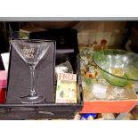 Mixed glassware including a set of Babycham glasses. Not available for in-house P&P