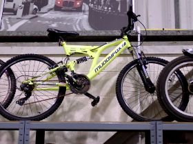 17 inch frame 18 speed Muddy Fox full suspension mountain bike equipped with Shimano shifters and