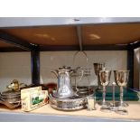 Collection of silver plate and brass. Not available for in-house P&P