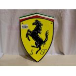 Cast iron Ferrari sign. H:30cm UK P&P Group 1 (£16+VAT for the first lot and £2+VAT for subsequent