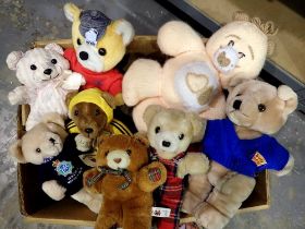 Box of mixed teddy bears. Not available for in-house P&P