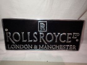 Aluminium Rolls Royce plaque. W: 25cm UK P&P Group 1 (£16+VAT for the first lot and £2+VAT for