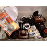 Quantity of mixed cameras and accessories including Minolta. Not available for in-house P&P
