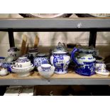 Quantity of mixed blue and white ceramics including Oriental. Not available for in-house P&P