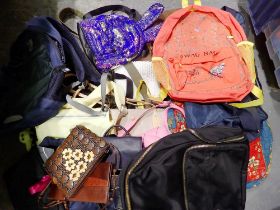 Large quantity of handbags and rucksacks. Not available for in-house P&P