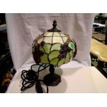 Tiffany style table lamp with glass shade, H: 34 cm. Not available for in-house P&P