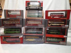 Twelve Corgi OOC buses and coaches, mostly in excellent condition, storage wear to boxes, includes