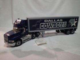 Franklin Mint 1/43 scale Mack tractor unit with box trailer, Dallas Cowboys in excellent