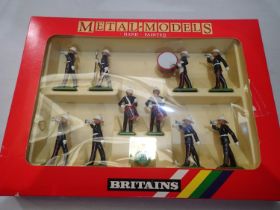 Britians 7204 Royal Marines drums and bugles, ten piece set, excellent condition, ex display models.