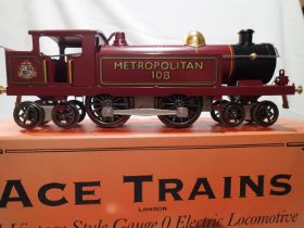 O gauge Ace Trains 4-4-4 tank engine, Metropolitan 108, red, in excellent to near mint condition,