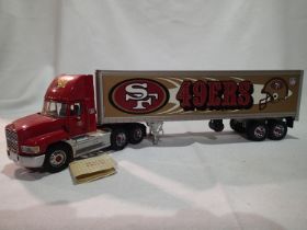 Franklin Mint 1/43 scale, Mack tractor unit with box trailer, 49ers in very good condition,