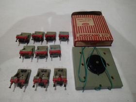 Hornby Dublo two rail 1080 battery controller, in excellent condition, boxed plus seven buffer stops