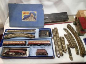 OO scale Hornby Dublo three rail train set Duchess of Atholl, with two coaches, track and