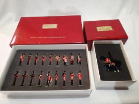 Two Britains boxed sets, 43058 Grenadier Guards band, eighteen pieces, and 48012 Scots Dragoon