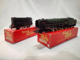 Two OO scale Triang locomotives Britannia with tender and 060 diesel shunter, Black, 13005, both