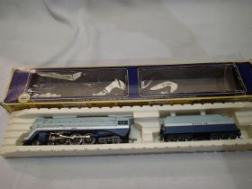 HO/OO scale AHM Rivarossi, Hudson Blue Goose 4.6.4 and tender, Santa-Fe, very good to excellent