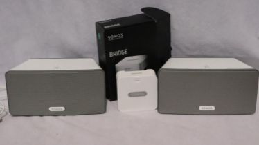 Sonos: pair of Play 3 interactive speakers, with a Sonos bridge connection system. All electrical