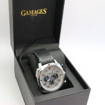 GAMAGES: gents limited edition automatic wristwatch with date aperture and three subsidiary dials on