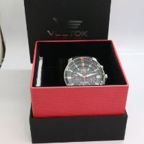 VOSTOK: Ekranoplan Caspian sea monster gents chronograph wristwatch with date aperture and two