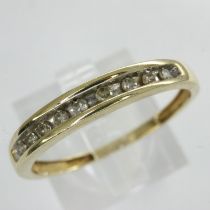 9ct gold half eternity ring set with diamonds, size O/P, 1.3g. UK P&P Group 0 (£6+VAT for the