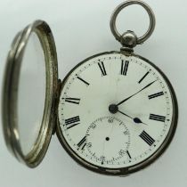 Brockbanks London: a hallmarked silver cased key-wind pocket watch, for restoration, not working. UK