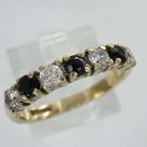 9ct gold ring set with sapphires and cubic zirconia, size L, 2.3g. UK P&P Group 0 (£6+VAT for the